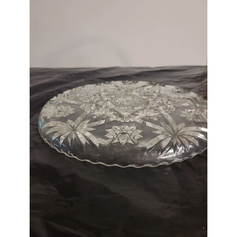 EAPC Anchor Hocking Star Of David Clear Glass Cake Plate Or Serving Plate 11”